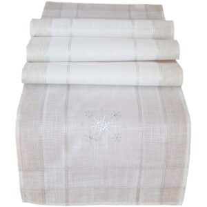 matches21 - Webshop Tischlaeufer Mitteldecke Weihnachten Schneeflocken edle Stickerei 40x180 cm beige 119754 1 5