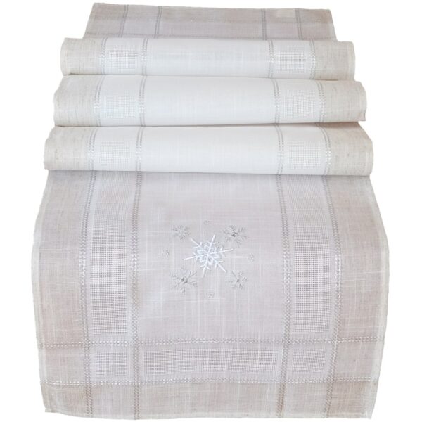 matches21 - Webshop Tischlaeufer Mitteldecke Weihnachten Schneeflocken edle Stickerei 40x180 cm beige 119754 1 1