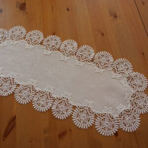 matches21 - Webshop Tischlaeufer Mitteldecke oval Jaquard Spitze wollweiss Tischwaesche 1 Stk 30x70 cm 122392 1 27