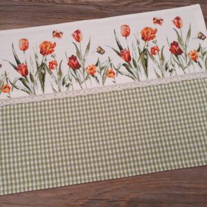 matches21 - Webshop Tischset Platzset Landhaus BERTA weiss gruen und Tulpen Borte bunt 33x48 cm 1 Stk 118089 1 15