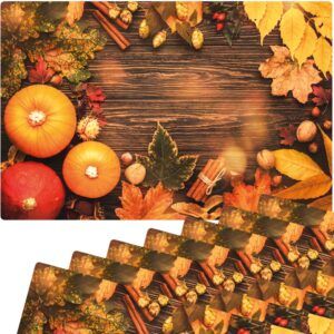 matches21 - Webshop Tischset Platzsets MOTIV abwaschbar Kuerbisse Herbstlaub Zimtstangen Holz bunt 126262 4 1 30