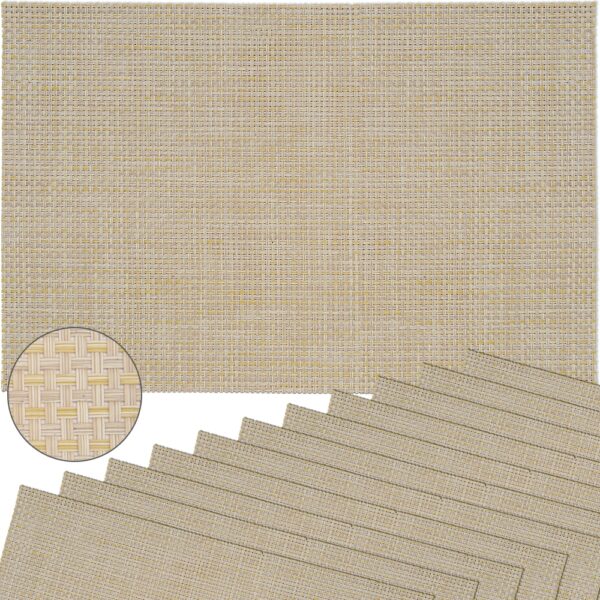 matches21 - Webshop Tischsets Platzsets ELEGANCE beige gewebt 12 Stk abwaschbar 45x30 cm Kunststoff 116570 3 1 1