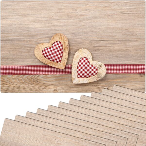 matches21 - Webshop Tischsets Platzsets MOTIV Landhaus Herzen und Holz 12 Stk abwaschbar 43 5x28 5 cm 111129 1 1