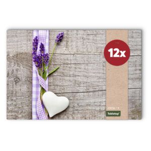 matches21 - Webshop Tischsets Platzsets MOTIV Lavendel Holzbrett 12 Stk abwaschbar 43 5x28 5 cm 108254 2 1 4