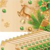 matches21 - Webshop Tischsets Platzsets MOTIV Weihnachten Hirsch Sterne gold gruen 12 Stk Abwaschbar 119049 1 1 3