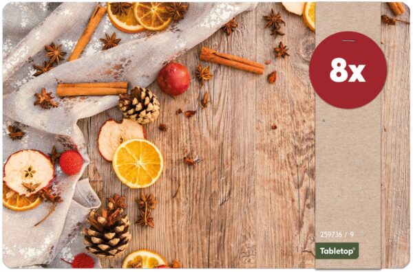 matches21 - Webshop Tischsets Platzsets MOTIV abwaschbar Gewuerze Zapfen Holz Weihnachten 126240 11 1 23