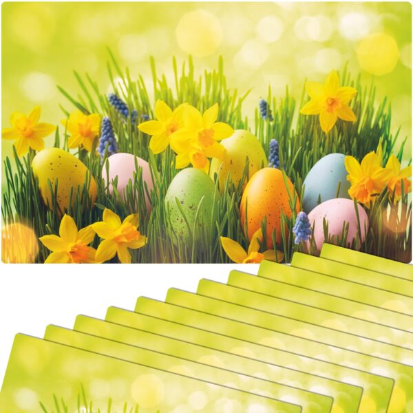 matches21 - Webshop Tischsets Platzsets MOTIV abwaschbar Ostereier Osterglocken Blumenwiese bunt 126275 9 1 15