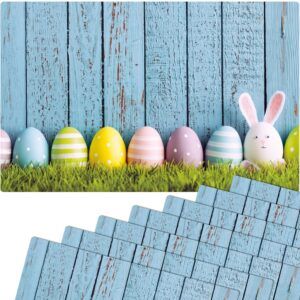 matches21 - Webshop Tischsets Platzsets MOTIV abwaschbar Osterhase Ostereier blaue Holzwand bunt 126274 6 1 21