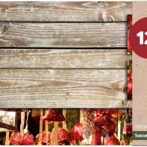 matches21 - Webshop Tischsets Platzsets MOTIV abwaschbar Weihnachten Deko Kugeln rot und Holz 126237 12 1 26