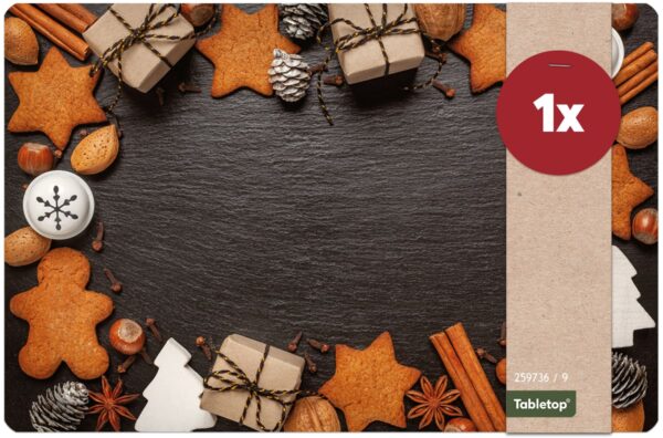 matches21 - Webshop Tischsets Platzsets MOTIV abwaschbar Weihnachten Lebkuchen Zapfen Schiefer 126243 26 1 20