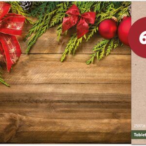 matches21 - Webshop Tischsets Platzsets MOTIV abwaschbar Weihnachten Schleifen Gloeckchen Holz 126239 10 1 11