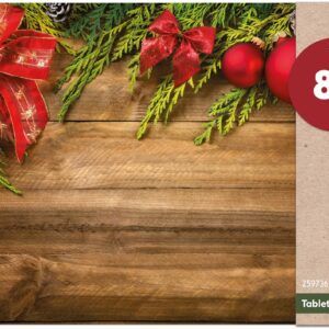 matches21 - Webshop Tischsets Platzsets MOTIV abwaschbar Weihnachten Schleifen Gloeckchen Holz 126239 11 1 10