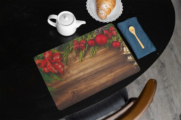 matches21 - Webshop Tischsets Platzsets MOTIV abwaschbar Weihnachten Schleifen Gloeckchen Holz 126239 16 1 27