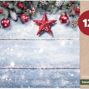 matches21 - Webshop Tischsets Platzsets MOTIV abwaschbar Weihnachten Stern Zweige Schnee Holz 126238 12 1 17