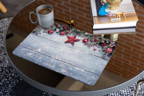 matches21 - Webshop Tischsets Platzsets MOTIV abwaschbar Weihnachten Stern Zweige Schnee Holz 126238 13 1 26