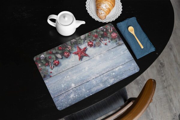 matches21 - Webshop Tischsets Platzsets MOTIV abwaschbar Weihnachten Stern Zweige Schnee Holz 126238 14 1 27