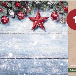 matches21 - Webshop Tischsets Platzsets MOTIV abwaschbar Weihnachten Stern Zweige Schnee Holz 126238 8 1 4