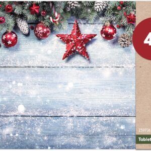 matches21 - Webshop Tischsets Platzsets MOTIV abwaschbar Weihnachten Stern Zweige Schnee Holz 126238 9 1 21