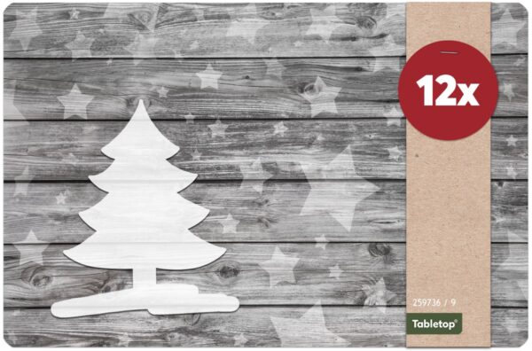 matches21 - Webshop Tischsets Platzsets MOTIV abwaschbar Weihnachten Weihnachtsbaum und Holz 126226 12 1 24