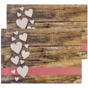 matches21 - Webshop Tischsets Platzsets Textil CLOTH Herzen Baender Holz rosa weiss 2er Set 45x30 cm 125046 1 21