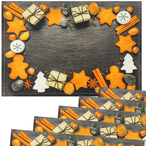 matches21 - Webshop Tischsets Stoff CLOTH waschbar Lebkuchen Gewuerze Tannenzapfen Schiefer 126220 3 1 20