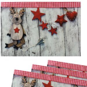 matches21 - Webshop Tischsets Stoff CLOTH waschbar Rentier Sterne Herz Holzbrett Weihnachten 126206 2 1 12