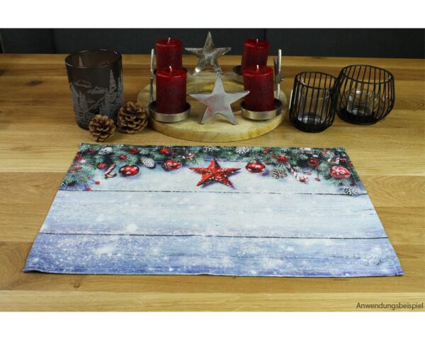 matches21 - Webshop Tischsets Stoff CLOTH waschbar Weihnachtsdeko Stern Zweige Schnee Holz 126214 7 1 22