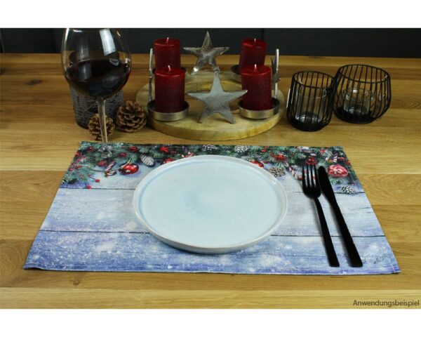 matches21 - Webshop Tischsets Stoff CLOTH waschbar Weihnachtsdeko Stern Zweige Schnee Holz 126214 8 1 23