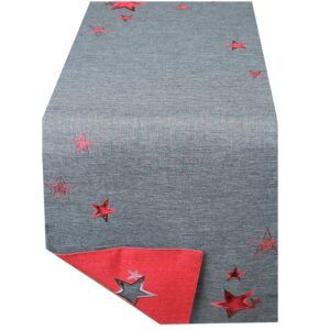 matches21 - Webshop Tischwaesche ALESSIA Sterne gestanzt zweiseitig rot grau Polyester 3 Modelle 125644 2 1 24