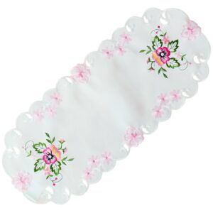 matches21 - Webshop Tischwaesche Heimtextilien Stiefmuetterchen weiss und Stick rosa 1 Stk viele Modelle 124100 4 1 27