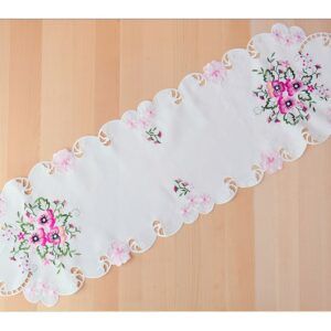 matches21 - Webshop Tischwaesche Heimtextilien Stiefmuetterchen weiss und Stick rosa 1 Stk viele Modelle 124100 6 1 29