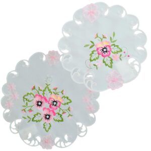 matches21 - Webshop Tischwaesche Heimtextilien Stiefmuetterchen weiss und Stick rosa 1 Stk viele Modelle 124100 7 1 26