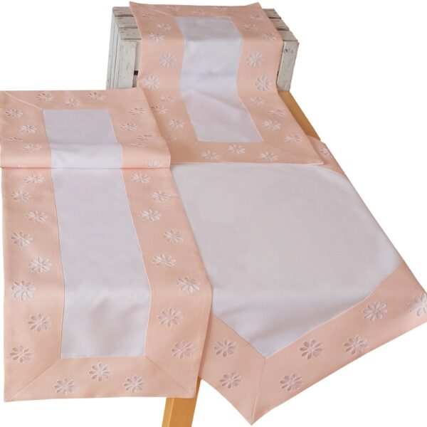 matches21 - Webshop Tischwaesche Heimtextilien weiss und Blueten Stickerei Borte rosa 1 Stk viele Modelle 124127 1 9