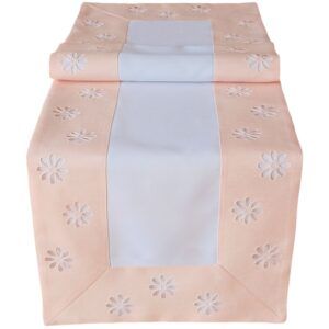 matches21 - Webshop Tischwaesche Heimtextilien weiss und Blueten Stickerei Borte rosa 1 Stk viele Modelle 124127 3 1 12