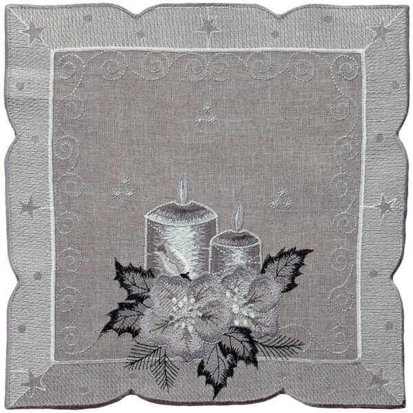 matches21 - Webshop Tischwaesche OLIVIA Kerzen Advent Mitteldecken grau silber Poly viele Modelle 125862 3 1 22