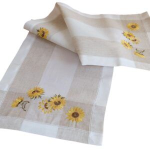 matches21 - Webshop Tischwaesche und Heimtextilien Sonnenblumen und Streifen Stick 1 Stk viele Modelle 124141 7 1 10