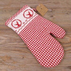 matches21 - Webshop Topfhandschuhe Landhaus Stil RESI Hirsch Motiv und kariert Handschuhe 3 Farben 117684 1 1 15