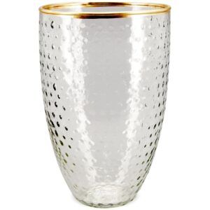 matches21 - Webshop Vase Goldrand Punktstruktur Dekovase Blumenvase Pflanzvase klar Glas 11x17 cm 125370 1 24