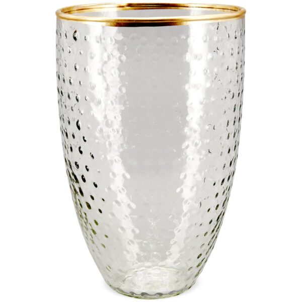 matches21 - Webshop Vase Goldrand Punktstruktur Dekovase Blumenvase Pflanzvase klar Glas 11x17 cm 125370 1 2