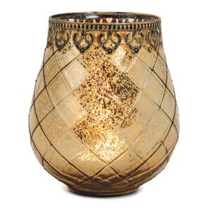 matches21 - Webshop Vintage Kerzenglas Windlicht gold in 3 Groessen Modernes Windlichtglas als Kerzenstaender Laterne und Teelichthalter Boho Kerzenhalter Teelichtglas fuer Wohnzimmer Tisch Deko Balkon 15 9