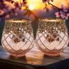 matches21 - Webshop Vintage Kerzenglas Windlicht rot gold in 3 Groessen Modernes Windlichtglas als Kerzenstaender Laterne und Teelichthalter Boho Kerzenhalter Teelichtglas fuer Wohnzimmer Tisch Deko Bal 12 78