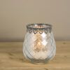 matches21 - Webshop Vintage Kerzenglas Windlicht silber in 3 Groessen Modernes Windlichtglas als Kerzenstaender Laterne und Teelichthalter Boho Kerzenhalter Teelichtglas fuer Wohnzimmer Tisch Deko Balko 20 293