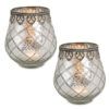 matches21 - Webshop Vintage Kerzenglas Windlicht silber in 3 Groessen Modernes Windlichtglas als Kerzenstaender Laterne und Teelichthalter Boho Kerzenhalter Teelichtglas fuer Wohnzimmer Tisch Deko Balko 24 276