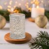 matches21 - Webshop Vintage Kerzenglas Windlicht silber weiss in 3 Groessen Modernes Windlichtglas als Kerzenstaender Laterne und Teelichthalter Boho Kerzenhalter Teelichtglas fuer Wohnzimmer Tisch Deko 17 84