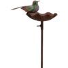 matches21 - Webshop Vogeltraenke Vogelbad Blatt mit Vogel Figur Futterstelle Gartendeko Metall 122 cm 120782 1 4