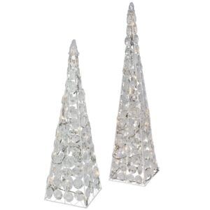 matches21 - Webshop Weihnachtsbeleuchtung LED Pyramiden Acryl transparent Metall weiss 1 Stk in 2 Groessen 122744 1 28