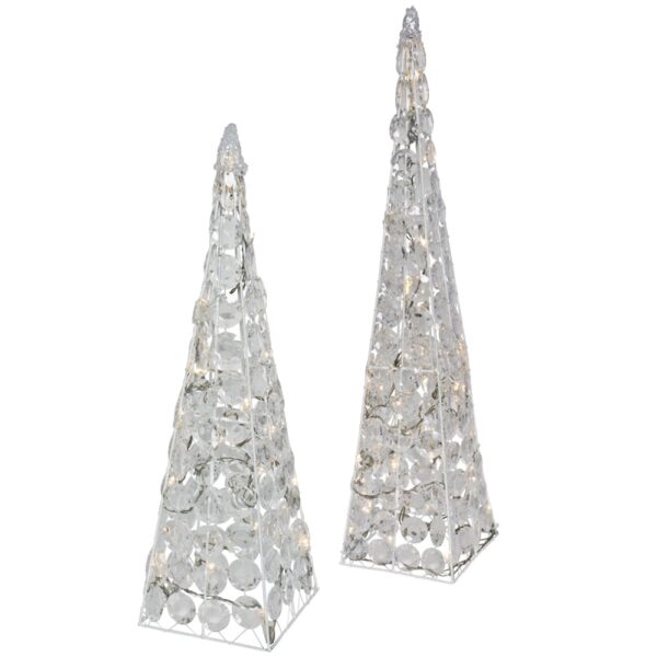 matches21 - Webshop Weihnachtsbeleuchtung LED Pyramiden Acryl transparent Metall weiss 1 Stk in 2 Groessen 122744 1 7