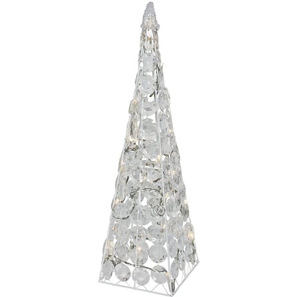 matches21 - Webshop Weihnachtsbeleuchtung LED Pyramiden Acryl transparent Metall weiss 1 Stk in 2 Groessen 122744 1 1 8