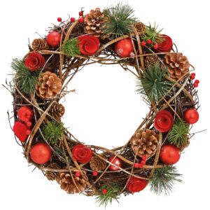 matches21 - Webshop Weihnachtskraenze Weihnachtsdeko Tuerkraenze rot braun Holz Kunststoff 1 Stk 2 Groessen 122567 2 1 20