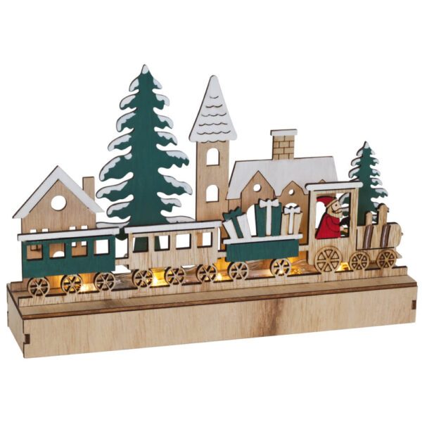 matches21 - Webshop Weihnachtsleuchter Holz LED Fensterleuchter weihnachtlicher Zug 22 cm 119946 1 1